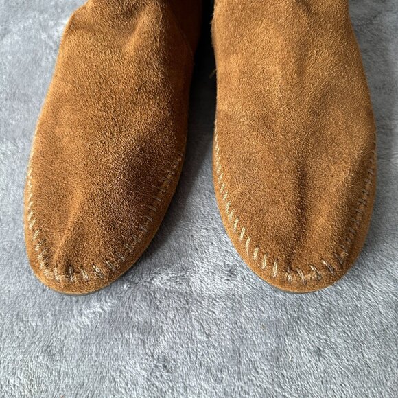 Minnetonka Women’s 283 Suede Fringe Moccasin Ankle Boots Size 10 Brown Boho - Picture 3 of 12